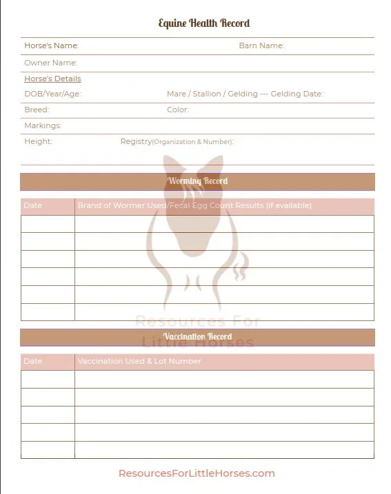 Equine Health Record - horse owners, horse trainers, horse boarding, horse care