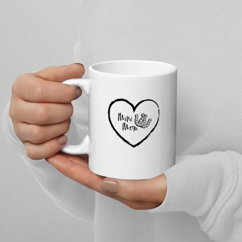 Mini Mom Mug – Minimalist Heart Coffee Cup | Cute Gift for Mini Horse Moms & Animal Lovers